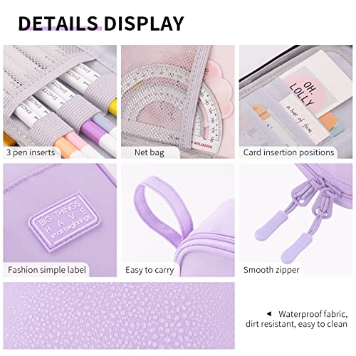 CICIMELON Durable Pen Pencil Case Big Storage Pen Pouch Bag for School Supplies Office College Teen Girls Adults, Purple - Image 4