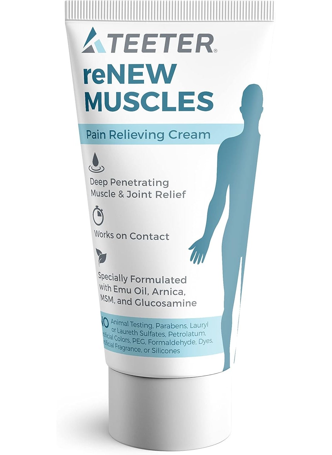Teeter Teeter Renew - Muscle & Joint Pain Cream with Emu Oil, MSM, Arnica, Boswellia Serrata Glucosamine (2.5 oz) 