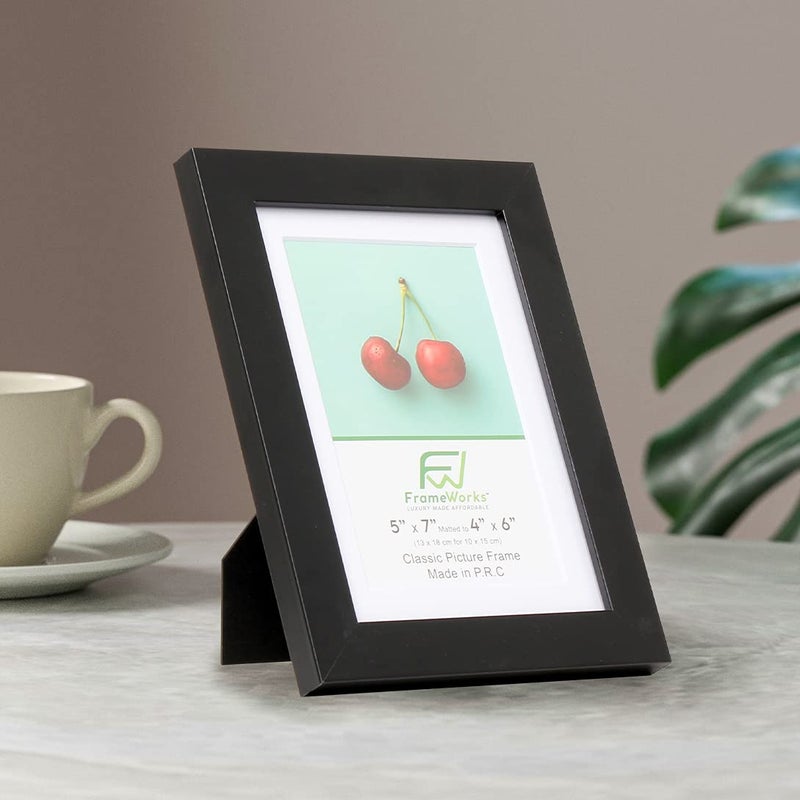 FrameWorks 5x7 mat to 4x6 Classic Wooden Picture Frames With Tempered Glass | Black | 6-Pack - Image 5