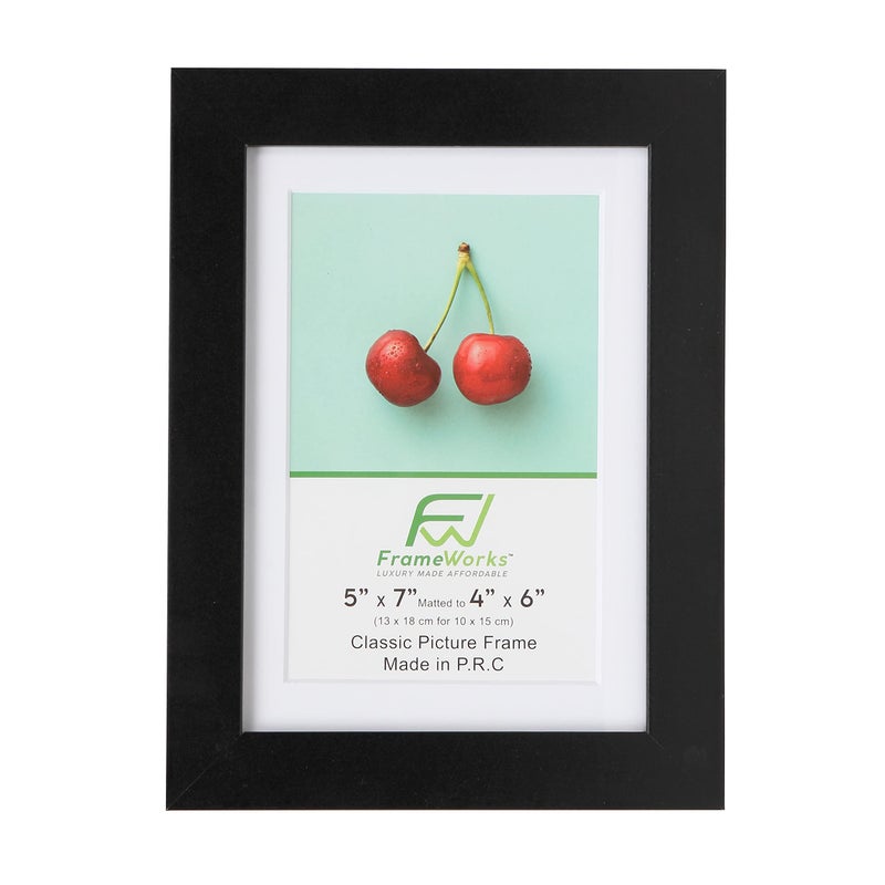 FrameWorks 5x7 mat to 4x6 Classic Wooden Picture Frames With Tempered Glass | Black | 6-Pack - Image 4