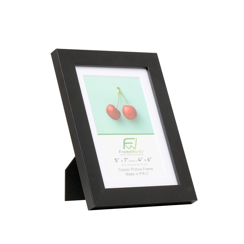 FrameWorks 5x7 mat to 4x6 Classic Wooden Picture Frames With Tempered Glass | Black | 6-Pack - Image 3