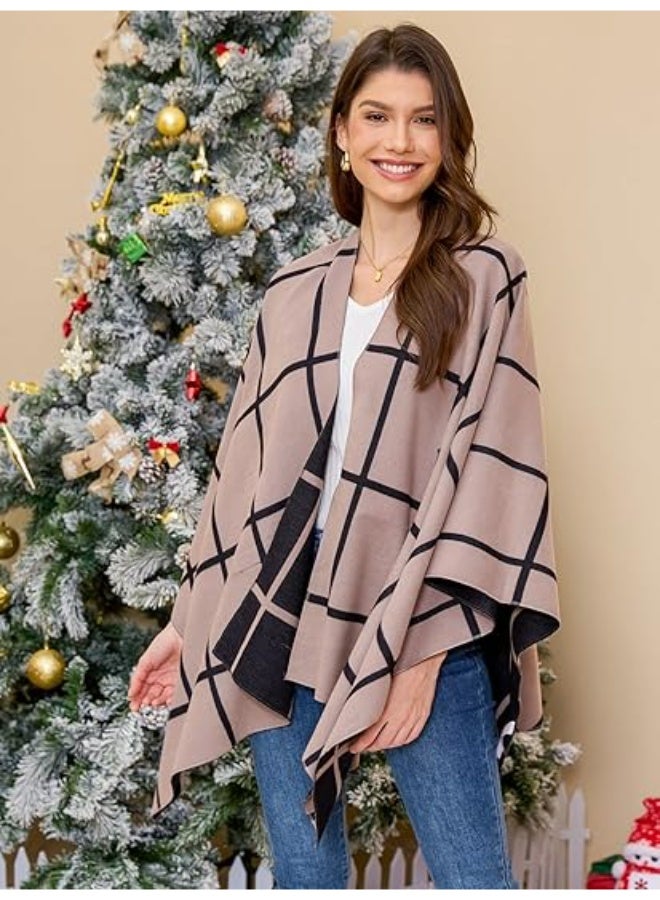 Bukela Women's Shawl Wrap Poncho Ruana Cape Open Front Cardigan Shawls for Fall Winter - Image 3