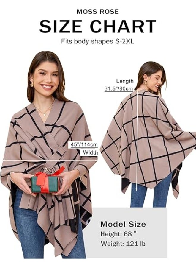 Bukela Women's Shawl Wrap Poncho Ruana Cape Open Front Cardigan Shawls for Fall Winter - Image 5