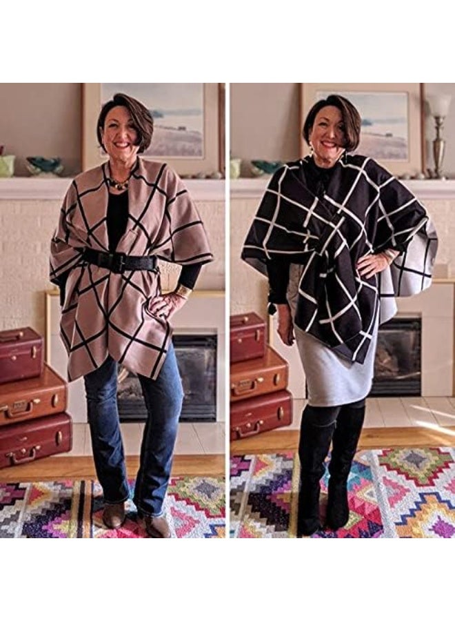Bukela Women's Shawl Wrap Poncho Ruana Cape Open Front Cardigan Shawls for Fall Winter - Image 2