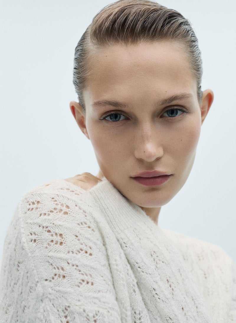 MANGO Lurex Details Openwork Sweater  - Image 3