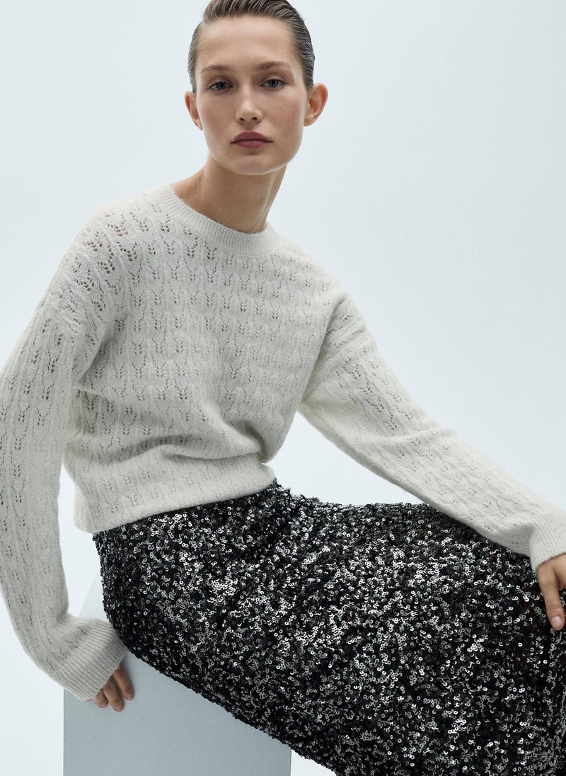MANGO Lurex Details Openwork Sweater  - Image 1