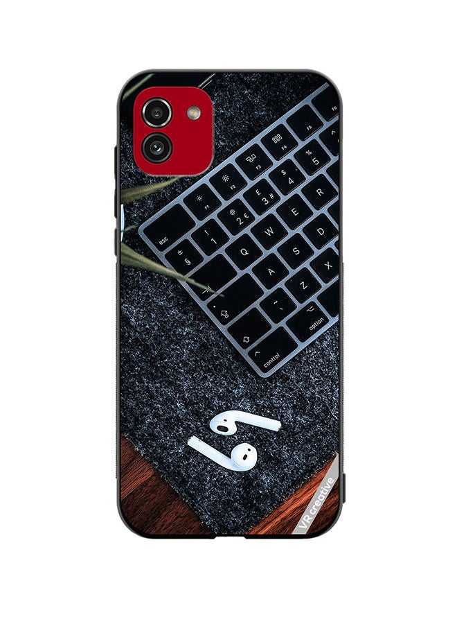 VR CREATIVE Protective Case Cover For Samsung Galaxy A03 Earphone With Keyboard Design Multicolour - Image 1