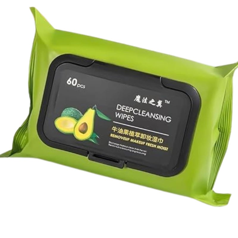 CLYDORA Fresh Clean Glow Makeup Remover Wipes with Avocado Extract 60 Super Soft Wet Wipes for Face Gentle Hydrating Cleansers for All Skin Types Pack Of 1 - Image 1