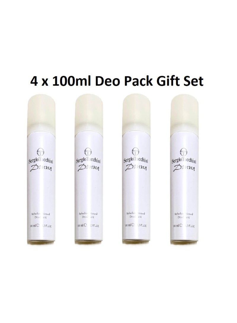 Sergio Tacchini Donna Body Spray Deodorant 4 x 100ml pack Original collection - Image 1