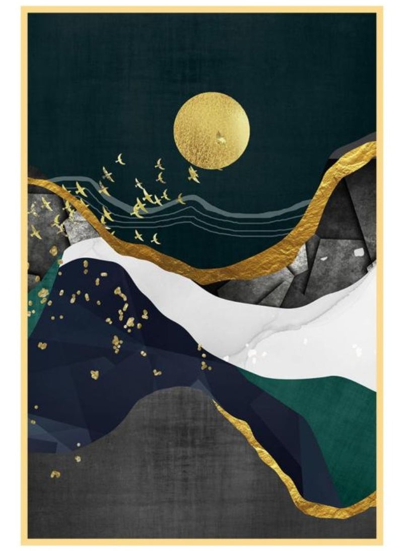 إيونتو لوحة فنية جدارية تجريدية فاخرة - لوحة زخرفية من البورسلين برش دقيق بإطار من الألومنيوم الذهبي، مناسبة لغرف المعيشة وغرف النوم والمكتب وديكورات المنازل العصرية - Image 2