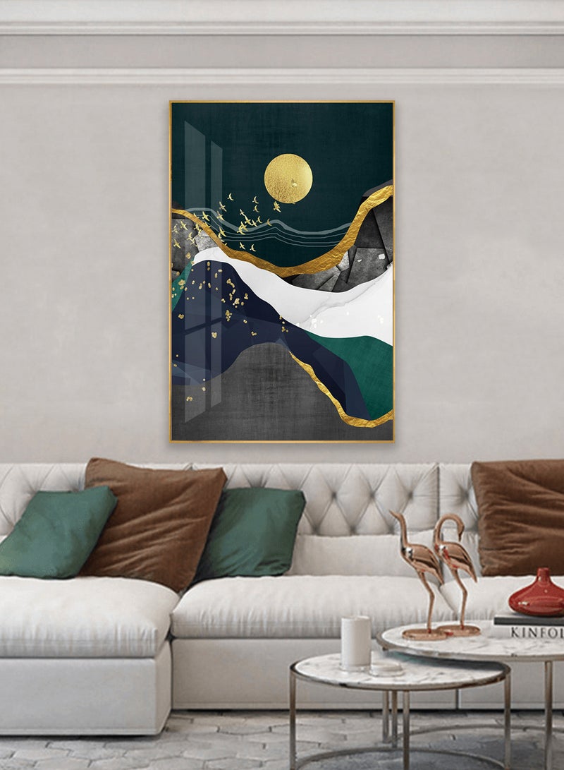 إيونتو لوحة فنية جدارية تجريدية فاخرة - لوحة زخرفية من البورسلين برش دقيق بإطار من الألومنيوم الذهبي، مناسبة لغرف المعيشة وغرف النوم والمكتب وديكورات المنازل العصرية - Image 1