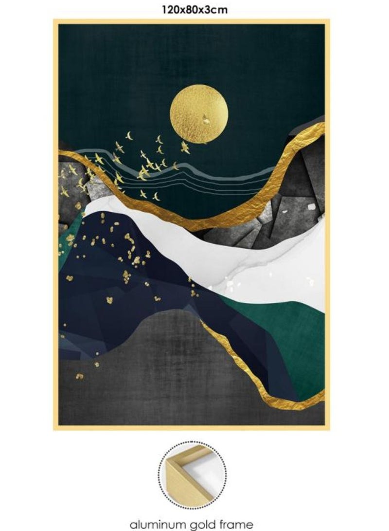 إيونتو لوحة فنية جدارية تجريدية فاخرة - لوحة زخرفية من البورسلين برش دقيق بإطار من الألومنيوم الذهبي، مناسبة لغرف المعيشة وغرف النوم والمكتب وديكورات المنازل العصرية - Image 3