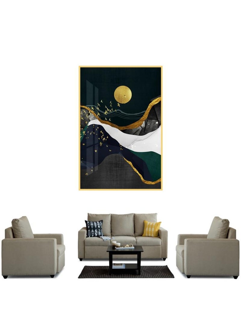 إيونتو لوحة فنية جدارية تجريدية فاخرة - لوحة زخرفية من البورسلين برش دقيق بإطار من الألومنيوم الذهبي، مناسبة لغرف المعيشة وغرف النوم والمكتب وديكورات المنازل العصرية - Image 4