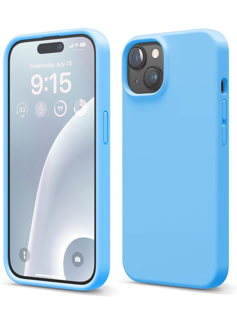 Elago Liquid Silicone for iPhone 15 Case Cover Full Body Protection, Shockproof, Slim, Anti-Scratch Soft Microfiber Lining - Ocean Blue - Image 1