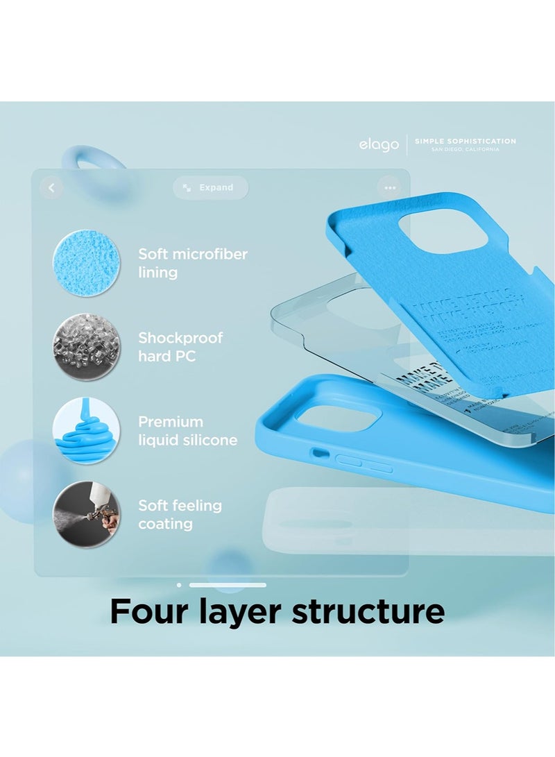 Elago Liquid Silicone for iPhone 15 Case Cover Full Body Protection, Shockproof, Slim, Anti-Scratch Soft Microfiber Lining - Ocean Blue - Image 4