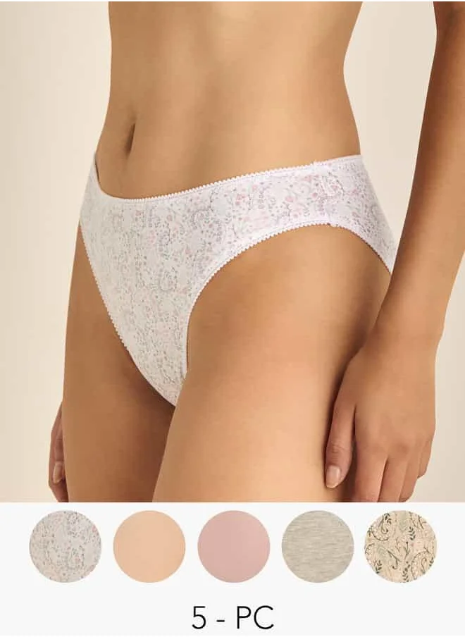 FAV Set of 5 - Assorted Bikini Briefs with Lace Trim