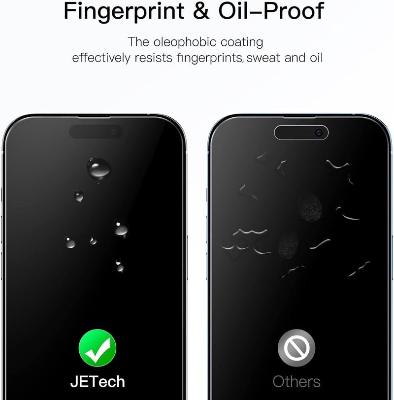 JETech Full Coverage Screen Protector for iPhone 14 Pro Max 6.7-Inch, 9H Tempered Glass Film Case-Friendly, HD Clear, 3-Pack - Image 5