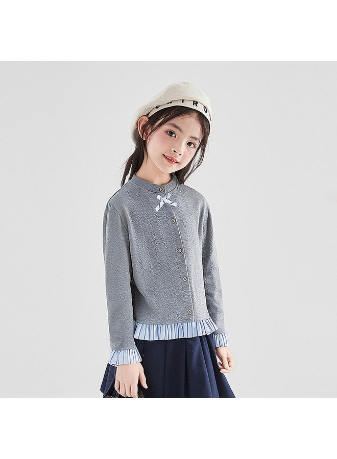 DEESHA Girls' 26 Spring Older Kids Spring Clothing Children's Round Neck Top - Image 3