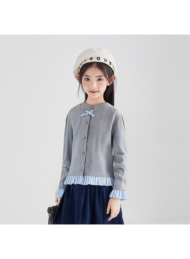 DEESHA Girls' 26 Spring Older Kids Spring Clothing Children's Round Neck Top - Image 2