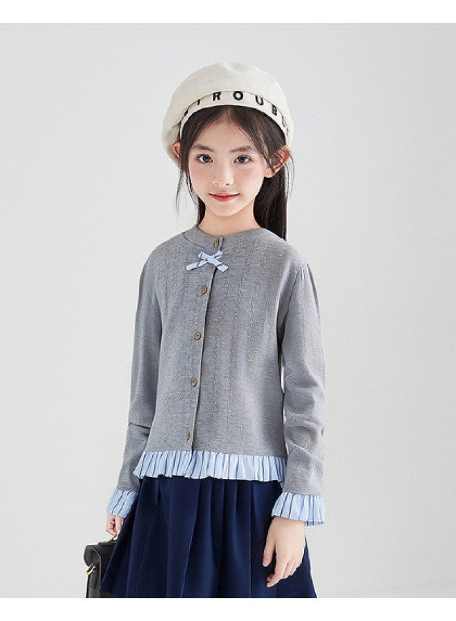 DEESHA Girls' 26 Spring Older Kids Spring Clothing Children's Round Neck Top - Image 1