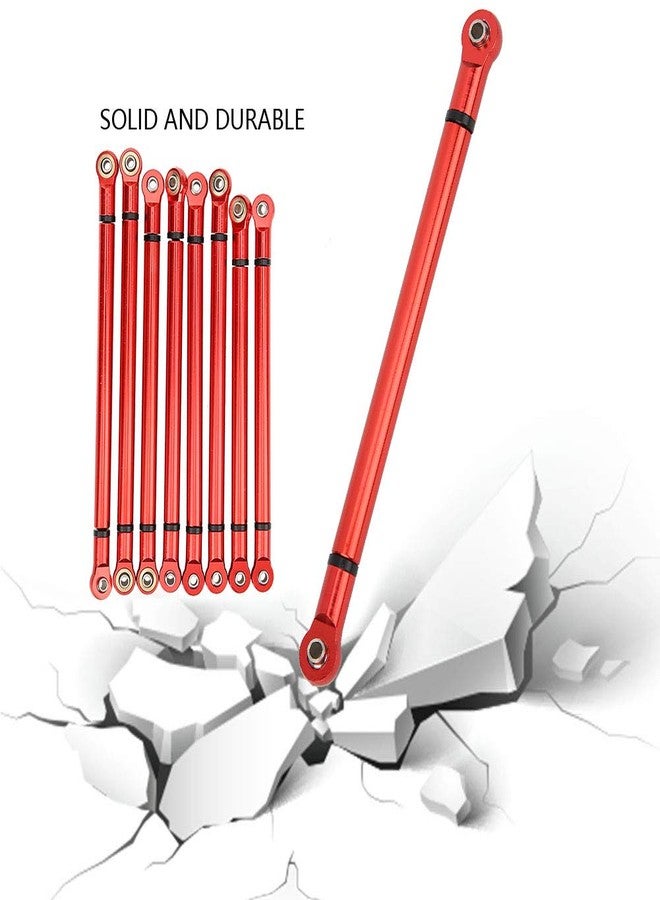 Plplaaoo RC Crawler Chassis Link Rod - 8 PCS Aluminum Alloy Link Rod Set, Chassis Linkage for SCX10 313mm Wheelbase, Fits Axial 90022 90047 1/10 Scale RC Car Crawler, Red - Image 2