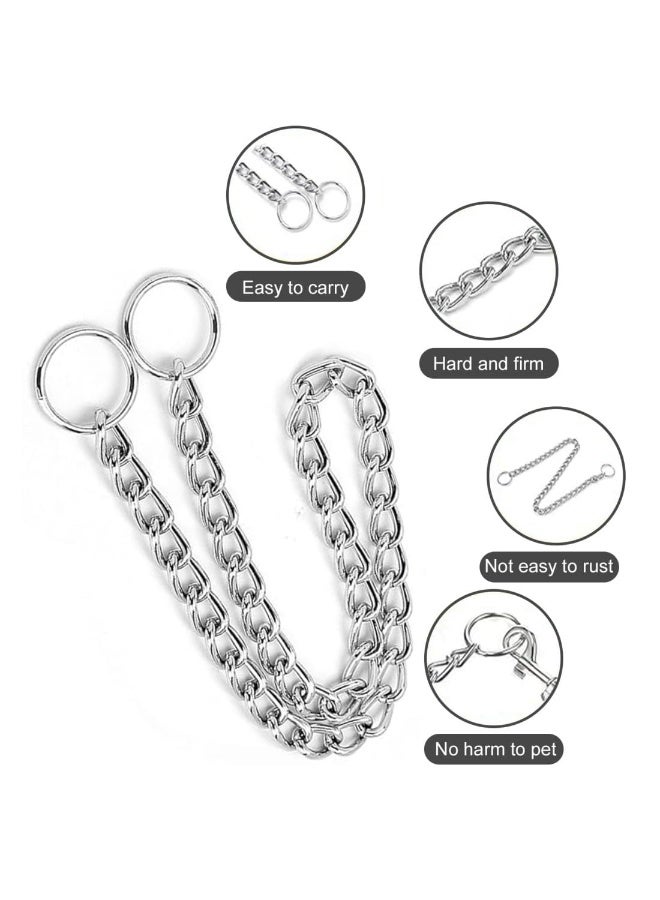 Bite Resistant Metal Dog Leash with Matching Collar Set, Heavy Duty Iron Chain Leash for Small & Medium Dogs, 120cm x 4mm Sturdy Walking Lead with Padded Comfort Handle (Silver) - Image 4