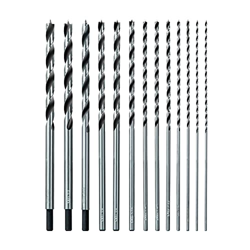 Sali 13PCS Brad Point Wood Drill Bit Set Carbon Steel Wood Drill Bit Set for Hardwood, Plywood, Plastic Round Holes in All Types of Wood Extra Long 11 Inch - Image 1