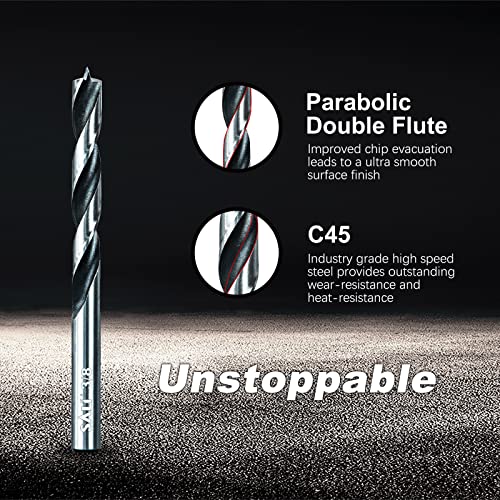 Sali 13PCS Brad Point Wood Drill Bit Set Carbon Steel Wood Drill Bit Set for Hardwood, Plywood, Plastic Round Holes in All Types of Wood Extra Long 11 Inch - Image 4