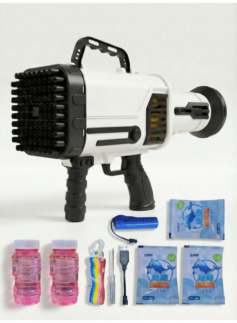 Automatic 92-Hole Bubble Blaster Gun - Giant Output Blower Maker for Indoor & Outdoor Fun - Rechargeable Toy for Kids & Parties