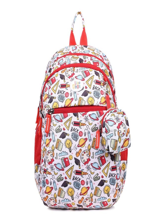 Ligo 14 Inch Fariy School backpack Bags for Boys & Girls | Suitable for Nursery to UKG Kids (Red) - Image 1