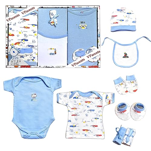 Vparents Bitsy New Born Baby Gift Set (Blue, Pack of 8) - Image 1