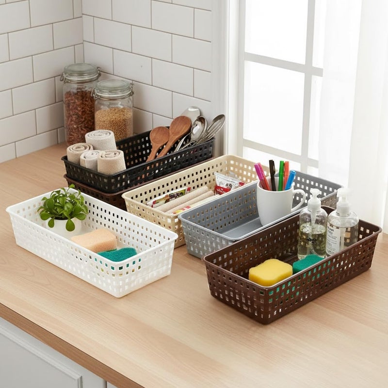 Oblivion Plastic Multipurpose Desk Organizer Tray Office Drawer Dividers Storage Bins for Kitchen, Bathroom, Office, Makeup, Bedroom Dresser, Craft Basket Rack Multicolour (12 pcs set) - Image 5