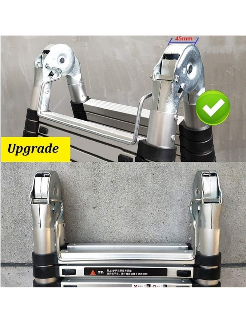 Outdoor telescopic multi-purpose ladder made of aluminum with A-frame design, extendable with wheels, load capacity of 330 pounds, 3.6 meters + 3.6 meters = 7.2 meters (23.6 feet). - Image 2