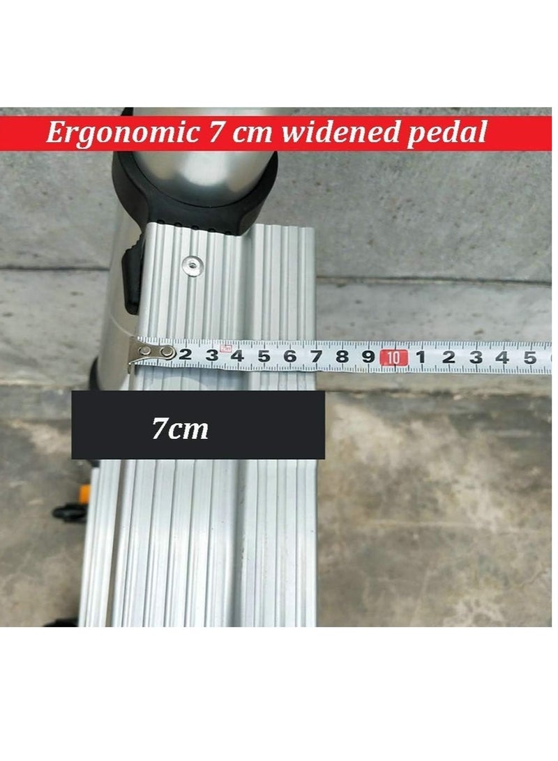 Outdoor telescopic multi-purpose ladder made of aluminum with A-frame design, extendable with wheels, load capacity of 330 pounds, 3.6 meters + 3.6 meters = 7.2 meters (23.6 feet). - Image 5