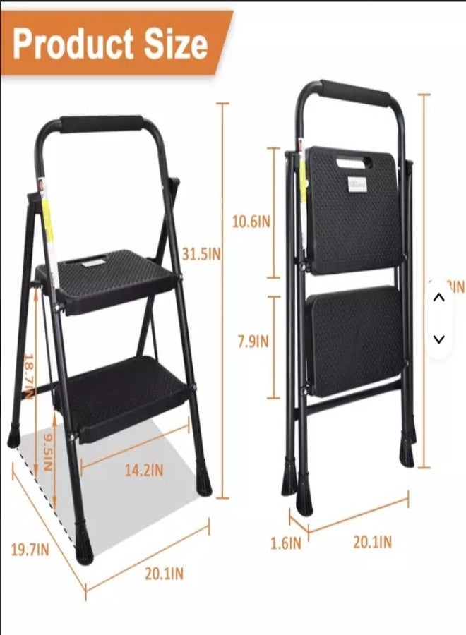 مانترا سلم من الفولاذ الكربوني ذو خطوتين يتحمل وزن 150 كجم - Image 2