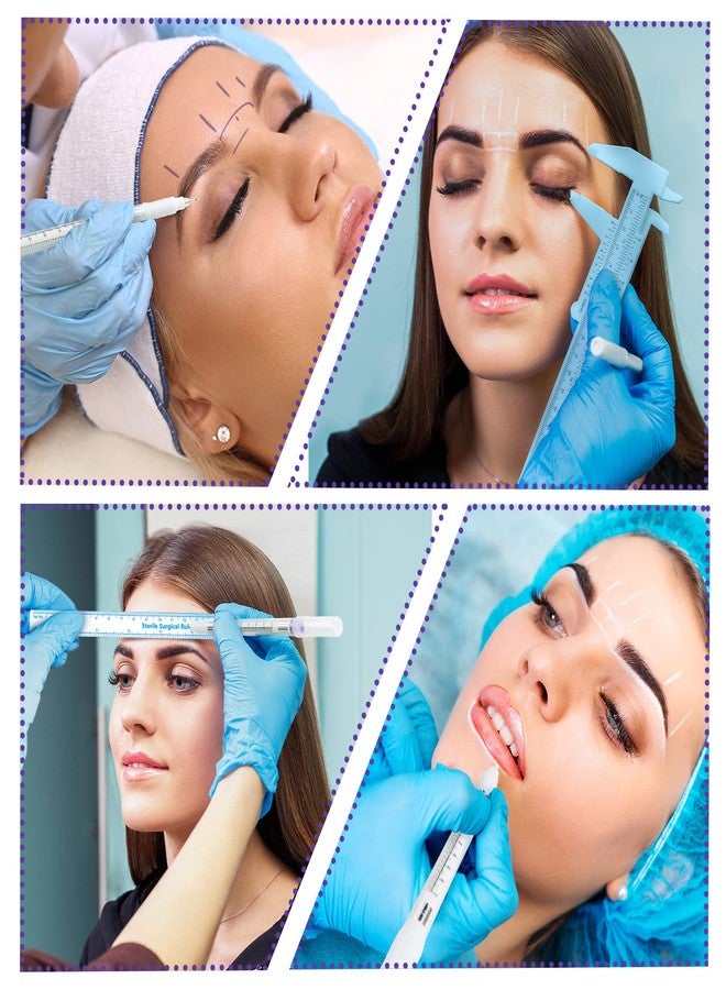 تيلينغ مجموعة أدوات قياس الحواجب من تيلينج، تتضمن 10 قطع: مسطرتان لقياس الحواجب، 4 أقلام تحديد بيضاء للبشرة بتقنية الميكروبليدينج، 4 أوراق لتحديد مواقع المكياج الدائم، أدوات رسم خرائط البشرة للفنانين. - Image 5