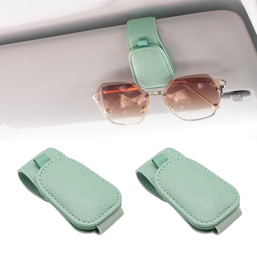 Yuoyar 2 Packs Magnetic Sunglass Holder for Car Visor Green - Image 1