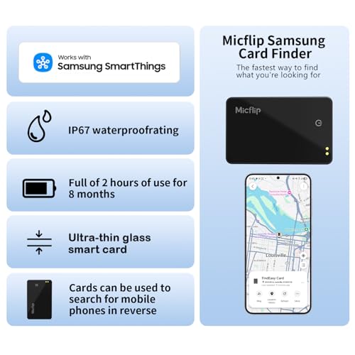 MICFLIP Wallet Tracker Card (Samsung Only),Rechargeable Bluetooth Smart Wallet Tracker,0.08in Ultra-Thin Glass Samsung Tracker Tags for Wallets,Passports & Luggage,IP67 Waterproof（1 Pack） - Image 4