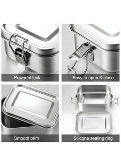 BLACKSTONE Premium Stainless Steel Lunch Box Leakproof Bento Box with Steel Lid, Silicone Gasket & Lock Clips - Double Tier, 1.4L  - Image 5