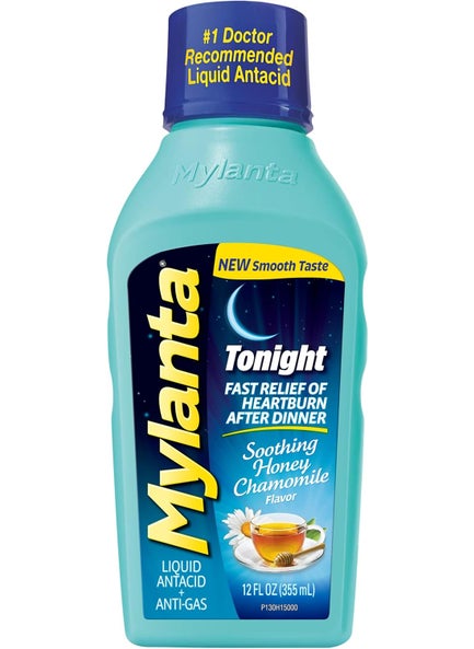 Mylanta Mylanta Heartburn and Gas Relief, Liquid Antacid, Tonight Formula, Honey Chamomile Flavor, 12 Fl Oz 