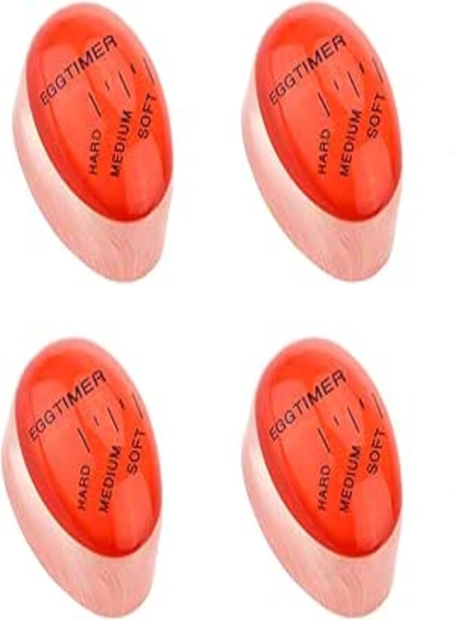 Egg Kitchen Timer Creative Egg Timers Kitchen Timer Egg-Shaped Heat Sensitive Egg Timer Choose Cooked Maturity According To Temperature And Time Changes For Boiling Soft Or Hard Boiled Eggs 4 PCS