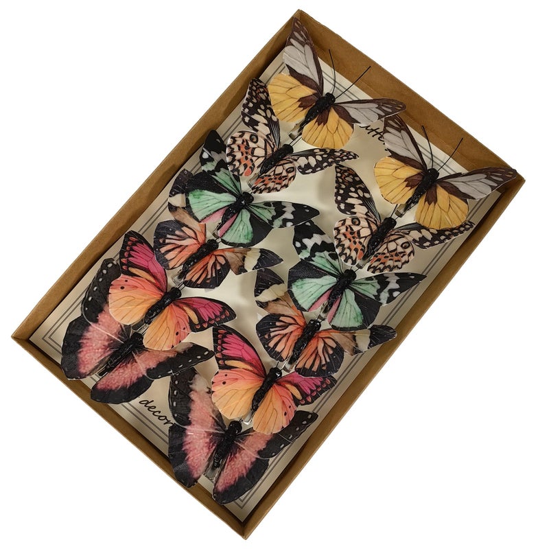 Cartanfill- Artificial Feather Simulation Butterfly Party Decoration Set, a Set of 12 Pieces with Clips, Used for Home Decoration in 12 Colors.â€¦ (B Clip) - Image 3