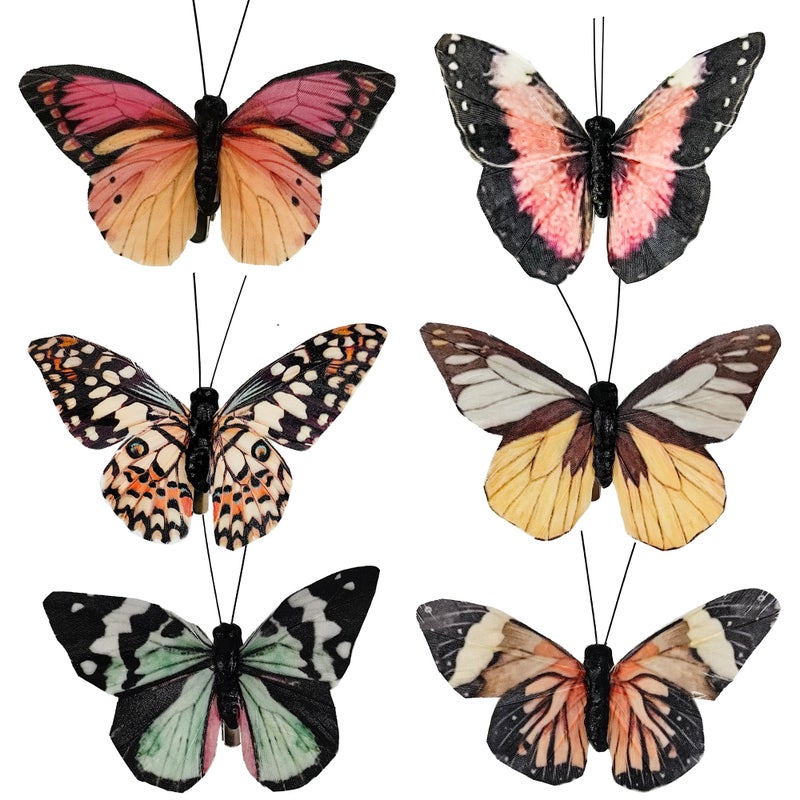 Cartanfill- Artificial Feather Simulation Butterfly Party Decoration Set, a Set of 12 Pieces with Clips, Used for Home Decoration in 12 Colors.â€¦ (B Clip) - Image 1