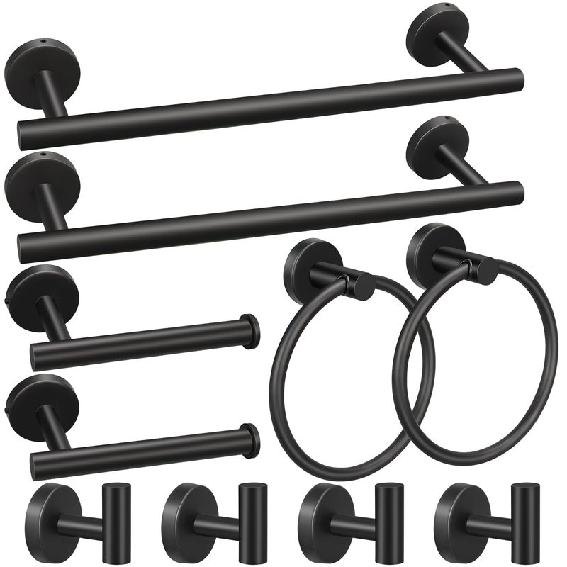 Ruby Q 10pcs Bathroom Hardware Set, Including 16" Hand Towel Bars, Toilet Paper Holders, Towel Rings, Robe Towel Hooks - Image 1