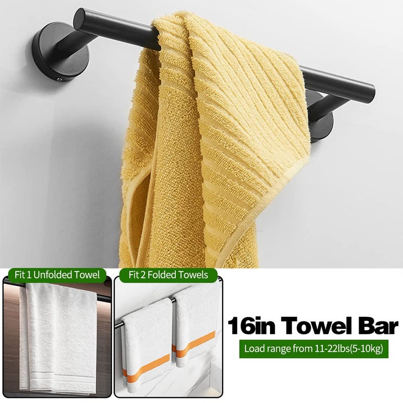Ruby Q 10pcs Bathroom Hardware Set, Including 16" Hand Towel Bars, Toilet Paper Holders, Towel Rings, Robe Towel Hooks - Image 2