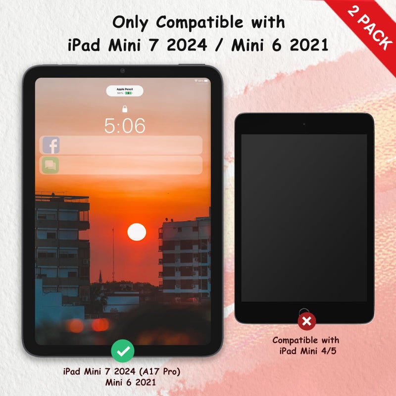 bersem 2 Pack Paperfeel Screen Protector Compatible with iPad Mini 7 2024(A17 Pro)/iPad Mini 6 2021(8.3 inch), Matte PET Film for Drawing, Anti-Glare - Image 2