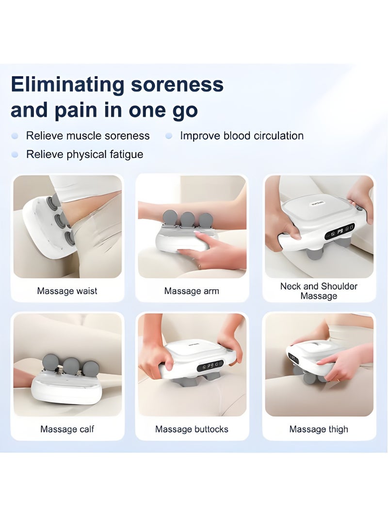 مسدس تدليك بحركة مثقبة مع 6 رؤوس لتدليك العضلات العميقة، جهاز تدليك 9 سرعات، هادئ جداً، محمول، كهربائي، يدوي لتخفيف آلام الظهر والرقبة. - Image 3