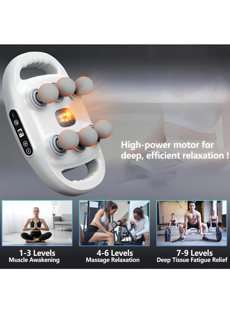 مسدس تدليك بحركة مثقبة مع 6 رؤوس لتدليك العضلات العميقة، جهاز تدليك 9 سرعات، هادئ جداً، محمول، كهربائي، يدوي لتخفيف آلام الظهر والرقبة. - Image 5