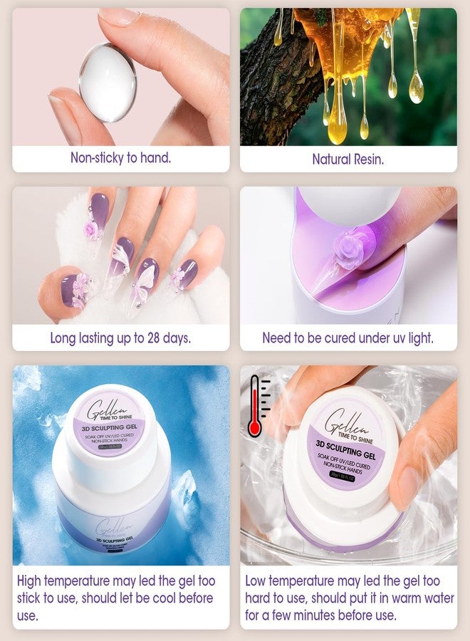 Gellen 30g White UV Cured 3D Sculpting Nail Gel - Professional Non-Sticky Nail Art Gel for Creative Molding - Image 5