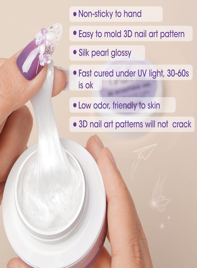 Gellen 30g White UV Cured 3D Sculpting Nail Gel - Professional Non-Sticky Nail Art Gel for Creative Molding - Image 3